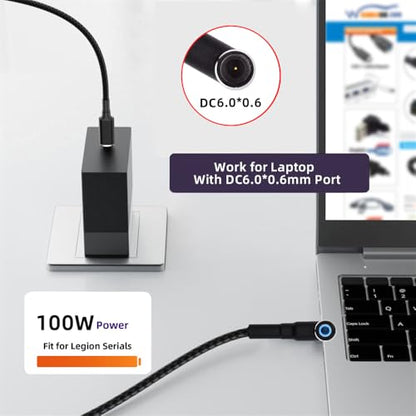 USB-C 100W 20V Input to DC 6.0 * 1.4 * 0.6mm PD Power 65W Output Charge Cable Support QC PD Type-C for Laptop (1.8m) - style: 6.0x1.4mm