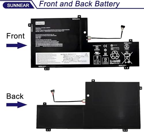 L18D3PF2 L18M3PFA Laptop Battery Replacement for Lenovo Yoga C740-15IML C740-15 81TD Series Notebook 5B10T83740 5B10W67402 5B10T83739 5B10W67258 3-Cell 11.52V 60.3Wh 5235mAh - size: 14.17*6.77*1.1 inches L18D3PF2