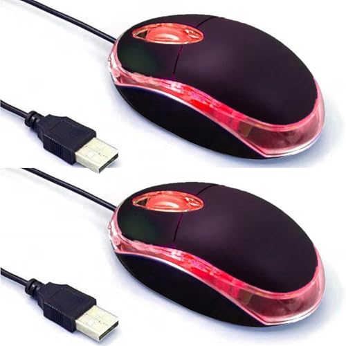 Guiheng 2 Pack Wired Mini Optical Mouse Computer Mouse Ergonomic Mouse with USB Mouse for Laptop PC Desktop mice Compatible with Windows Linux Mac fit for Office Business Home,Kids（Black） - color: 2 pack black