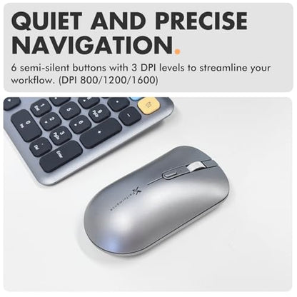 X9 Bluetooth Keyboard and Mouse Combo (Bluetooth, 2.4Ghz, USB C Wired) - Slim Wireless Rechargeable Keyboard and Mouse, Multi-Device Keyboard and Mouse for PC, Mac, Laptop, iPad, iOS, Android