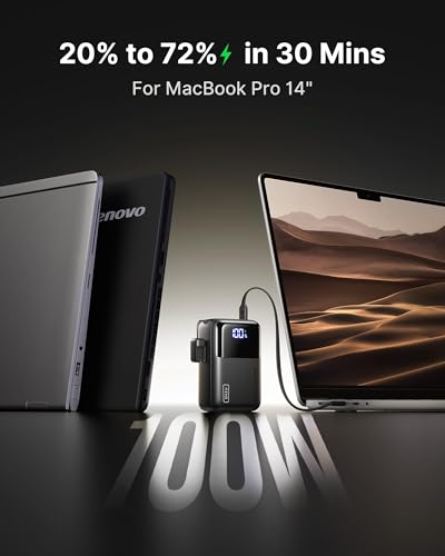 INIU Laptop Power Bank, Smallest 25000mAh 100W Fast Charging Battery Pack | USB C-Cable, Flight-Safe, Travel Essentials, Portable Charger for MacBook Pro, Dell, Steam Deck, iPhone etc, Metallic Coffee - color: Metallic Coffee