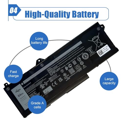 GRT01 64Wh Laptop Battery Replacement for Dell Latitude 14 5421 5431 15 5521 5531 Precision 3470 3561 3571 Alienware m17 R5 AMD Series R05P0 00P3TJ 0P3TJ VXD57 05RGW 15.2V 4-Cell - size: 9.20*3.52*0.29 inch GRT01