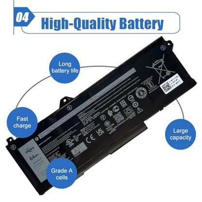 GRT01 64Wh Laptop Battery Replacement for Dell Latitude 14 5421 5431 15 5521 5531 Precision 3470 3561 3571 Alienware m17 R5 AMD Series R05P0 00P3TJ 0P3TJ VXD57 05RGW 15.2V 4-Cell - size: 9.20*3.52*0.29 inch GRT01