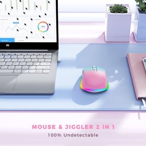 PEIOUS Wireless Mouse Jiggler - Keep Computers Awake, Gradient Pink | Rechargeable LED Mouse, Silent Clicks, Adjustable DPI and Random Movement Keep Computers Awake for Laptop/PC/Mac - color: Gradient Pink