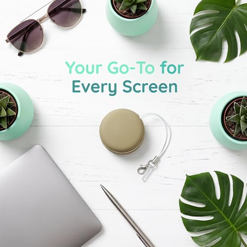4pcs Cute Macaron Screen Cleaner Set, Mini Phone Cleaning Kit with Strap, Reusable Washable Soft Cloth for Smartphone Glasses Camera Laptop Lens