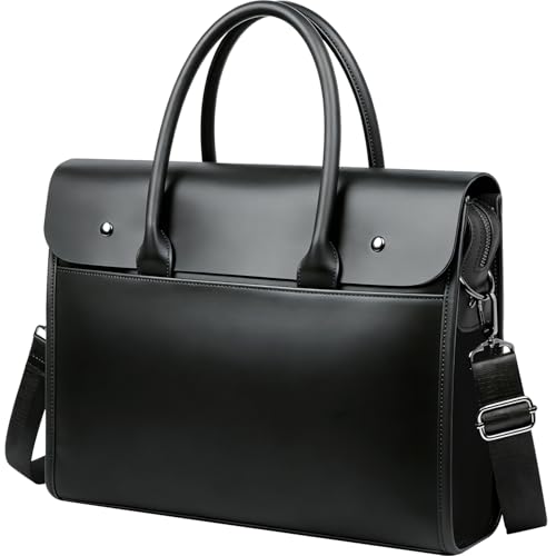 Laptop Briefcases Bag for Men - Vegan Leather Messenger Satchel Office Bags for Men with Shoulder Strap