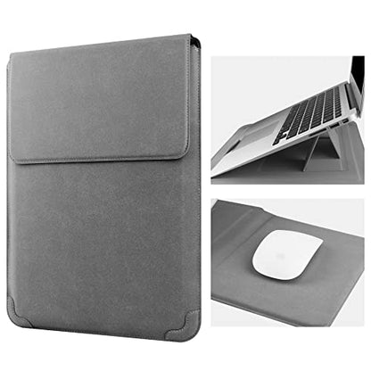 HoYiXi 15 16 Inch Laptop Sleeve Case Leather Bag for MacBook Pro 16 2021 & 2019/ASUS Vivobook 15/Huawei MateBook D15/HP 15.6" PC/MacBook Pro 15/Surface Laptop 3/Dell Inspiron 15/IdeaPad, Gray - color: Gray, size: 15-16 in