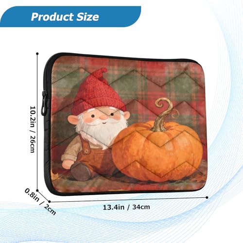 Fall Pumpkin Gnome 13” Quilted Laptop Sleeve Case Soft Notebook Protector Bag Computer Carrying Case - color: fall pumpkin gnome, size: Medium
