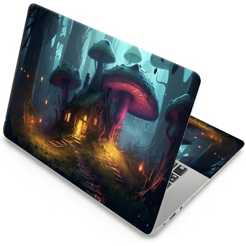 Universal Laptop Skin, DIY Cut-to-Fit Vinyl Cover Compatible with HP, Dell, Lenovo, Mac (13.3" to 15.6"), Anti-Scratch, No Residue & Bubble-Free Protective Decal Sticker, Fairy Mushroom House - color: Fairy Mushroom House