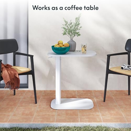 FLEXISPOT Adjustable C Table Mobile Snack Side End Table Sofa Couch Bedside Table Laptop Cart TV Tray Night Stand Small Space Side Table(23.6" W x 13.8" D,White) - color: White, size: 24x14