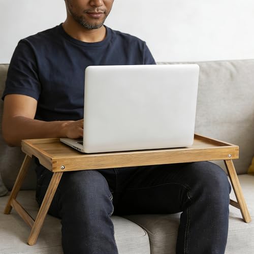VaeFae Acacia Bed Table Tray, Wooden Breakfast Tray with Folding Legs, Bed Tray for Eating and Laptop, Eating Trays for Bedroom (Extra Large Size) - size: Extra Large