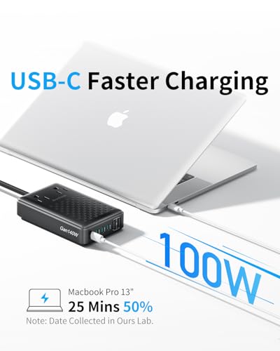 Charging Station 140W USB C Charger Block, Upgraded GaN III 8-in-1 Fast Charging Station Hub，PD 100W Laptop Charger Adapter Compatible with Compatible with MacBook Air/Pro,iPhone16/15,Galaxy S24 etc