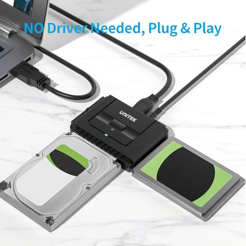 Unitek USB 3.0 IDE/SATA Adapter, Dual-Drive, for 2.5/3.5" HDD/SSD | Simultaneous 1 IDE + 1 SATA Access; For 2.5/3.5" IDE/SATA Drives, Optical; Hot-Swap, Plug & Play; 12V Adapter Included; 6Gbps - color: USB A
