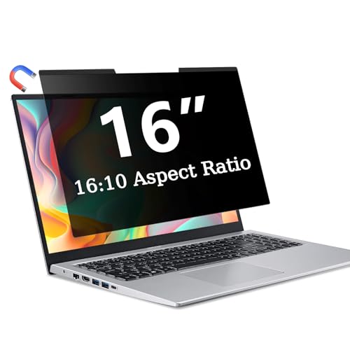 Magnetic Laptop Privacy Screen 16 Inch 16:10, Removable Privacy Filter | Compatible with Samsung HP Dell Asus Acer Sony Lenovo LG Thinkpad Toshiba, Anti Spy, Anti Glare, Blue Ray Reduction - size: 16 in 16:10 privacy screen