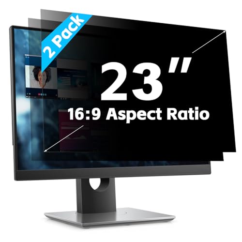 【2 Pack】 23-Inch Computer Privacy Screen Filter for 16:9 Widescreen Monitors–Anti-Spy,Anti-Glare,Anti-Scratch Screen Protector for Dell,Samsung,LG,HP,Acer,AOC & More-Easy Installation - color: [2 Pack], size: 23''Computer Privacy Screen(16:9)