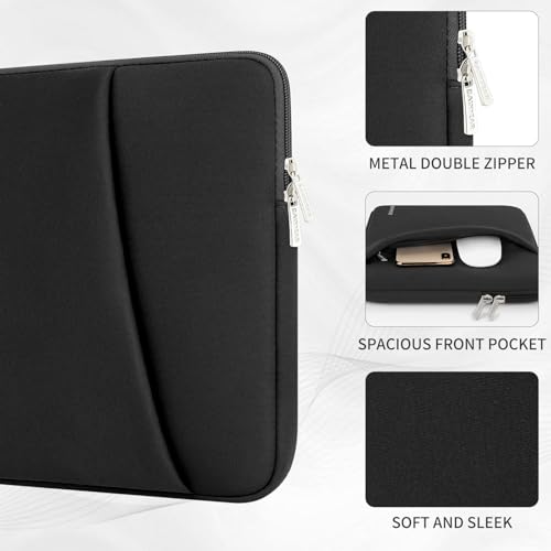 RAINYEAR Laptop Sleeve Case with Front Pocket, 13.3 Inch Protective Portable Case Briefcase Laptop Carrying Bag Cover Compatible with 13.3-14 Inch Laptop PC, 14 Inch MacBook Pro M5 M4 M3 M2 M1, Black - color: Black, size: 13.3-14 inch