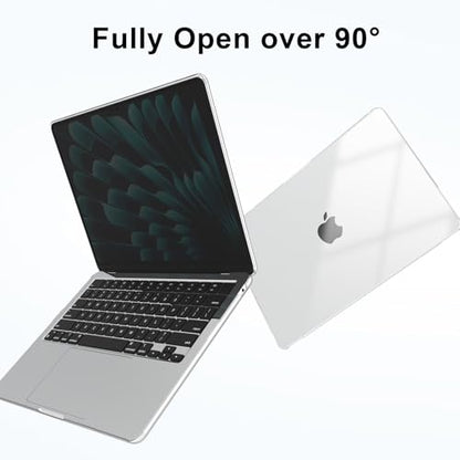 Compatible with MacBook Air 15 inch Case 2026 2025 2024 2023 M5 M4 M3 M2 A3448 A3241 A3114 A2941, Laptop Hard Shell Cover with Screen Protector + Keyboard Cover for MacBook Air 15.3" - Crystal Clear