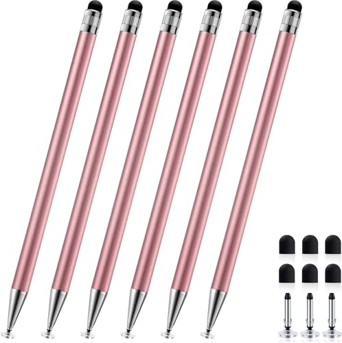 ChaoQ Stylus Pen for Touchscreen 6pcs 2-in-1 Stylus Pen for iPad iPhone | High Sensitivity and Precision Suitable for iPad iPhone Android Tablets and All Touch Screens - (Rose Gold) - color: 6 Rose Gold