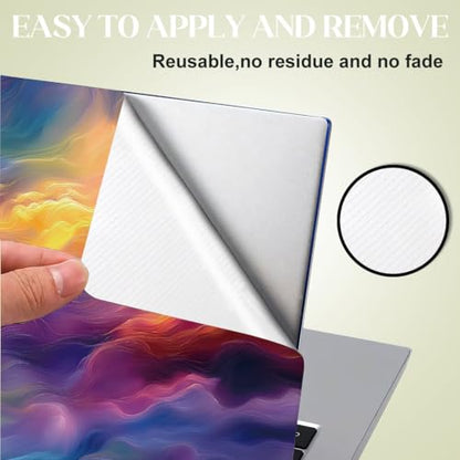 SUPERDANT Laptop Skin Sticker Cloud Ombre Laptop Decals Personalized Universal Notebook Computer Wrap Vinyl Skin Stickers Cover Art Decal Removable 12-15.6 Inch Waterproof Scratch-Resistant Gifts - style: Colorful Clouds