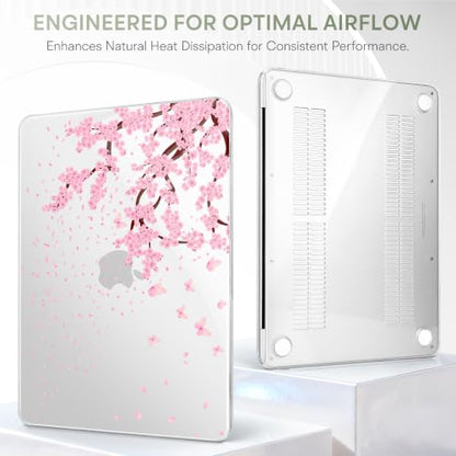 Compatible with MacBook Neo 13 inch (2026 Release A3404) (A18 Pro) with Liquid Retina Display, Printed Slim Protective Case with Screen Protector & Keybaord Cover, Sakura & Flying - color: Sakura & flying
