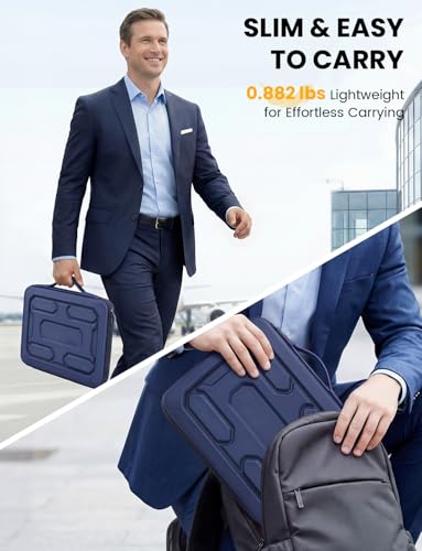 DOMISO Laptop Hard Case 14-14.4 inch Waterproof Shockproof Hard Shell Laptop Sleeve with Handle & Storage Pocket, Compatible with MacBook, HP, Dell,Dark Blue - color: Dark Blue, size: 14 inch