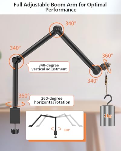 HEMMOTOP Magic Arm Desk Mount/Clamp, 28" | Overhead iPhone Mount, Adjustable Camera Arm for iPad, for Yeti Snowball Microphone, Light, Webcam, Action Camera AS05