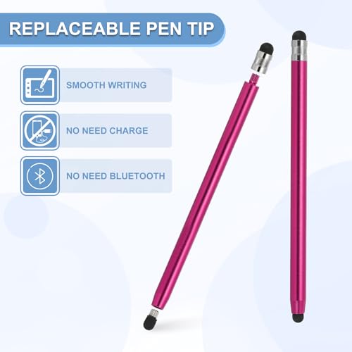 PATIKIL 5 Pcs Stylus Pens for Touch Screen, 2 in 1 High Sensitivity Universal Pen Capacitive Stylus for Phone Tablets Laptop Touch Screen Devices, Red - color: Rose Red