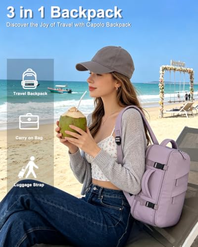 Capolo Travel Laptop Backpack Women Men Personal Item Weekender Travel Bag | 22L Flight Approved,Waterproof Overnight Bag,College Bookbag,Work,1-2 Day Travel,Fits 15.6" Laptop (Small,Purple) - color: Purple, size: Small