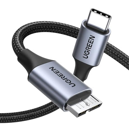 UGREEN 10Gbps USB C to Micro B Cable 10FT for External Hard Drive | 10Gbps transfer speed, braided shield, 40000+ bend tests, aluminum alloy shell, wide device compatibility - size: 10 FT