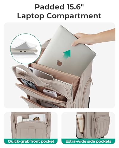 BAGSMART Small Underseat Carry on Luggage with Wheels, 16 inch Small Under Seat Luggage, Lightweight Travel Suitcase for Women, Brown - color: Brown