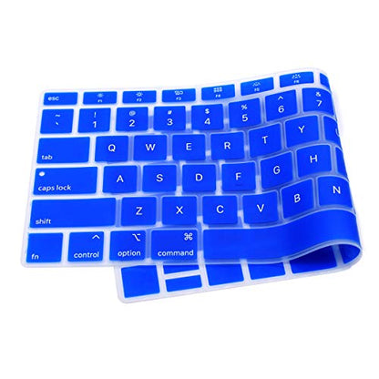 Se7enline Compatible with MacBook Air 13 inch 2018/2019/2020/2021/2022/2023/2024 Keyboard Cover Protector for MacBook Air 13-Inch Touch ID with Retina Display M1 A2337/A2179 US Layout,Deep Blue - color: Deep Blue