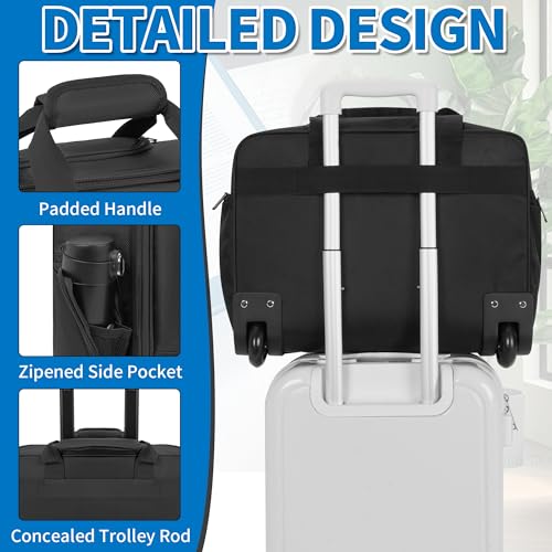 Rolling Laptop Bag for Women Men, Overnight Rolling Computer Bags Fits Up to 17.3 Inch Laptop for Travel/Work/Business