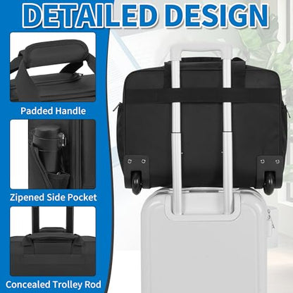 Rolling Laptop Bag for Women Men, Overnight Rolling Computer Bags Fits Up to 17.3 Inch Laptop for Travel/Work/Business
