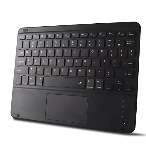 Ultra Slim Bluetooth Keyboard with Touchpad for iPad, Rechargeable Portable Wireless Keyboard for iPad Pro/Air/Mini, iPhone, Samsung Galaxy, Tablet, and Other iOS Android Windows Devices (Black) - color: black