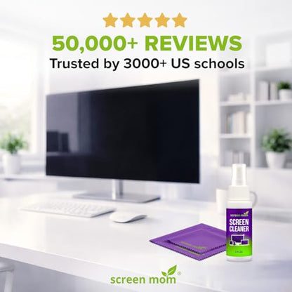 Screen Cleaner Spray 2oz Bottle for TV, Car, Laptop & Computer | Streak-Free Formula, Glass & OLED Safe, Alcohol and Ammonia Free Formula, Includes 2 Microfiber Cloths, Travel-Friendly Size - size: 2oz