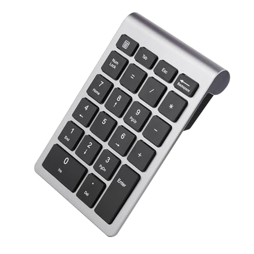 Keenso Number Pad, Wireless Numeric Keypad with Ergonomic Design, 22 Keys Portable Keyboard for Laptop Users, Compatible with and (Iron Gray) - color: Iron Gray