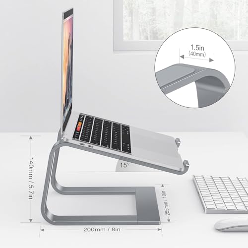 OMOTON Laptop Stand, Detachable Mount for MacBook Air/Pro Dell HP Grey | 11-17" Laptop Holder for Desk, Notebook Computer Mount, Lightweight Cooling for Desk, Ergonomic Home Office - color: Grey