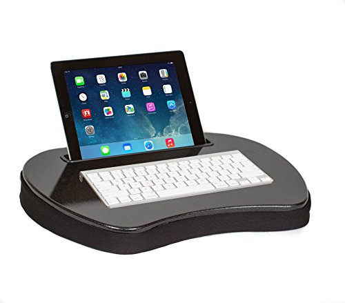 Sofia + Sam Mini Lap Desk with Memory Foam Cushion | Tablet Slot and Handle | Fits Laptops Up to 15" | Tablets Up to 9.6" | Black | Portable Travel Desk | Reading Writing and Coloring - color: Black With Tablet Slot