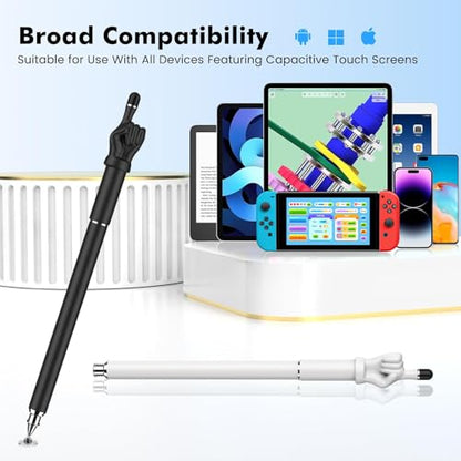 MEKO Stylus Pen for Touchscreen, 2-in-1 Stylus | 2-in-1 Fingertip Design,High Sensitivity,Work for iPhone iPad Android Tablets Switch All Touch Screens (Black/White)