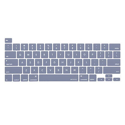 MOSISO Keyboard Cover Compatible with MacBook Pro 13 inch M2 M1 | 2023-2020 A2338 A2289 A2251&Compatible with MacBook Pro 16 2020 2019 A2141 Touch ID, Protective Silicone Skin, Lavender Gray - color: Lavender Gray