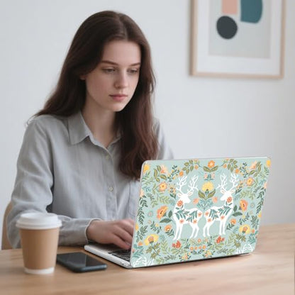 G JGOO Compatible with MacBook Air 13 inch Case 2026 2025-2022 M5 A3449 M4 A3240 M3 A3113 M2 A2681, Plastic Hard Shell for MacBook Air 13.6 inch Case + Keyboard Cover + Screen Protector, Deer - color: Deer and Flower