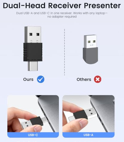 Green Light Presentation Clicker for Teachers – USB-C Rechargeable Wireless Presenter for PowerPoint/Keynote/Google Slides, Plug & Play Remote for Mac/Windows/Laptop - style: Green+Rechargeable