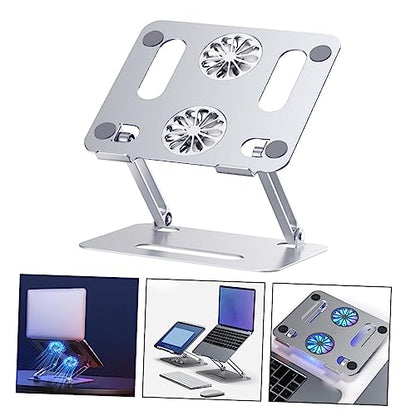 MERRYHAPY Aluminum Laptop Cooling Pad 2 Fans Strong Wind Quiet Laptop Cooler Ventilated Stand for 17.3 Inch Notebook