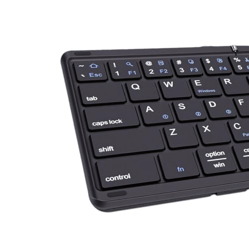 Foldable Keyboard with Touchpad, PU Leather Cover Bluetooth, Rechargeable 3 Fold Wireless Keyboard with Number Pad for Travel Tablet Laptop Users (Black) - color: Black