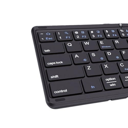 Foldable Keyboard with Touchpad, PU Leather Cover Bluetooth, Rechargeable 3 Fold Wireless Keyboard with Number Pad for Travel Tablet Laptop Users (Black) - color: Black