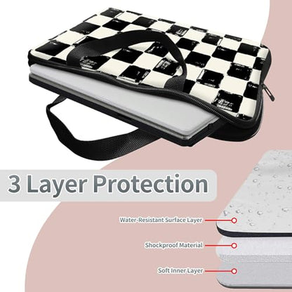Laptop Sleeve Case Bag 15 inch, Black and White Checkered Slim Carrying Case Durable Handbag Travel Laptop Bag for 15 inch MacBook Air M3/M2/15 Pro/Surface Laptop 7/6/5/4/3/ Dell XPS 15 Plus - color: Black and White Checkered, size: 15 Inch