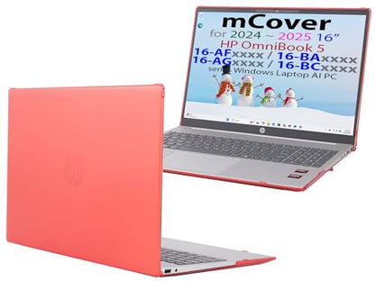 mCover Case ONLY Compatible for 16” 2024+ HP OmniBook 5 16-AF / 16-AG / 16-BAxxxx / 16-BCxxxx and Pavilion 16-AF / 16-AG0000 Series Windows AI Notebook PC (NOT Fitting Other HP Models)- Red - color: Red