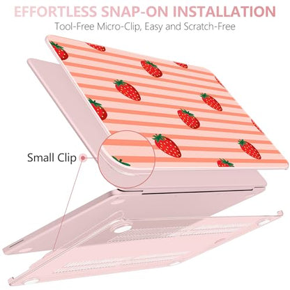 for MacBook Neo 13 Inch Case 2026 Release Model A3404, Pink Aesthetic Ultra-Slim Hard Shell with Keyboard Cover, 6-in-1 Laptop Accessories Bundle for Women Girls, Fresh Strawberry Fruit - color: Fresh Strawberry Fruit