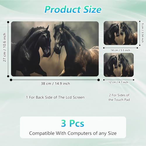Laptop Skin Sticker Decal 12"-15.6" Universal Laptop/Notebook/Netbook Vinyl - Waterproof Scratch Resistant,Fits HP Dell Lenovo MacBook,2 Free Wrist Pads,Easy Apply & Remove,Black Brown Horse - color: Black Brown Horse