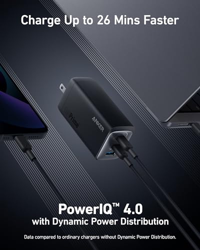 Anker 737 GaNPrime, 120W USB C Charger, PPS 3-Port Fast Compact Foldable Wall Charger for MacBook Pro/Air, iPad Pro, iPhone 16/Pro, Galaxy S22/S21, Dell XPS 13, Note 20/10+, and More Devices